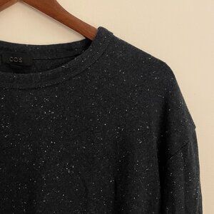 COS Men's Long-Sleeved Cotton T-Shirt, Size M, Navy Speckle, Excellent Condition